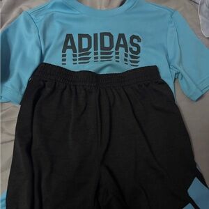 Adidas Kids Light Blue and Dark Gray Shorts